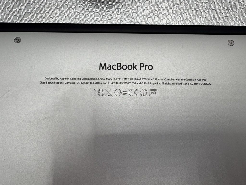 Macbook Pro 15.4" Retina 2012
